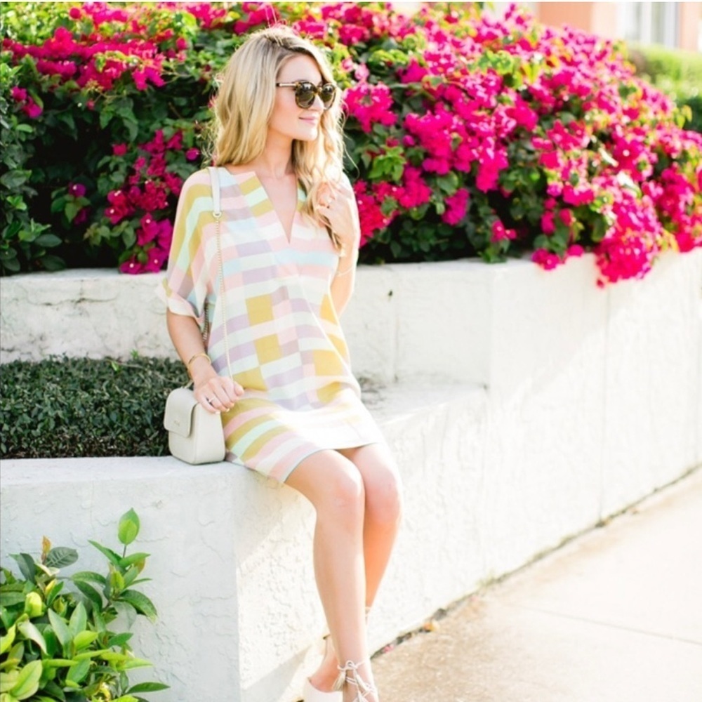 Mara Hoffman Pastel Flag Stripe‎ Dress Mini Kaftan Short Sleeve Pastel Sz M